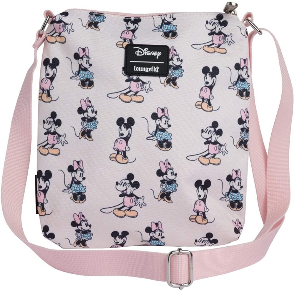 NWT Loungefly Disney Mickey & Minnie Pastel Nylon Crossbody Bag